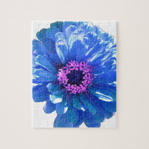 Blue daisy blue floral photo jigsaw puzzle