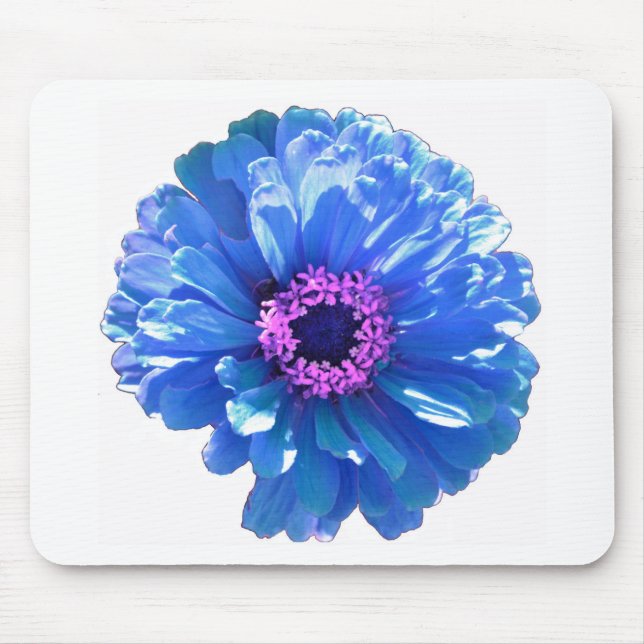 Blue daisy blue floral photo mouse pad (Front)
