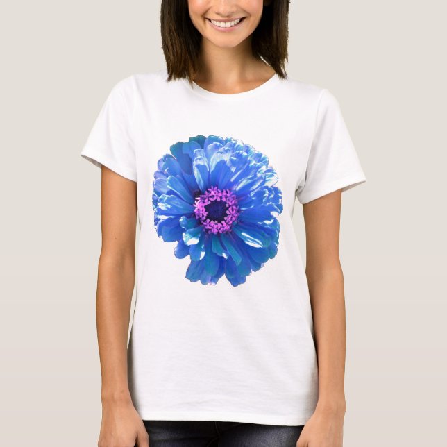 Blue daisy blue floral photo T-Shirt (Front)