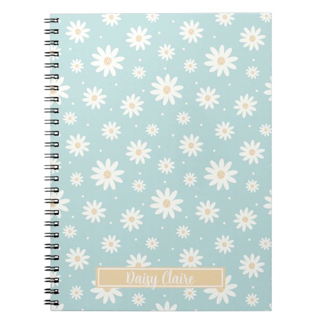 Blue Daisy Floral Custom Notebook  (Front)