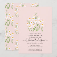 Blue daisy floral elegant beautiful baby shower