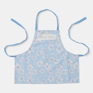 Blue Daisy Floral Girls Custom Apron