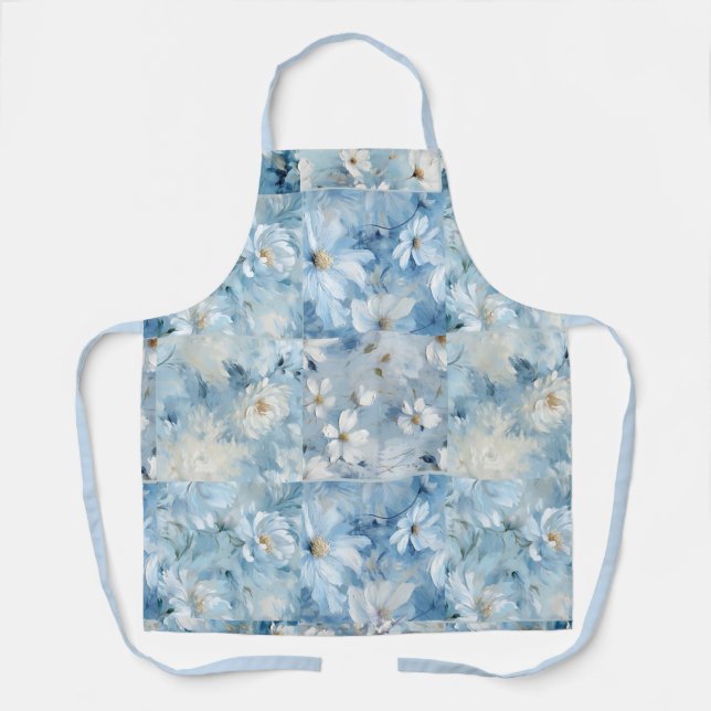 Blue Daisy Floral Patchwork Apron (Front)