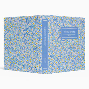 Blue Daisy Floral Pattern Personalized Binder