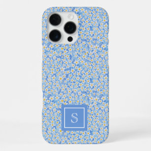 Blue Daisy Floral Pattern Personalized iPhone 16 Pro Max Case