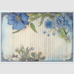 Blue Daisy Flower and scripture ephemera  Tissue Paper