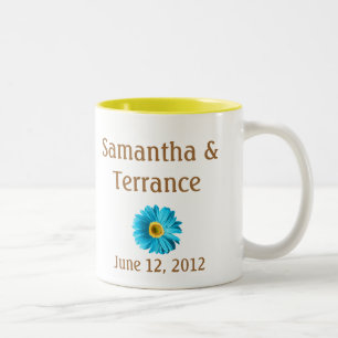 Blue Daisy Flower Customizable Two-Tone Coffee Mug