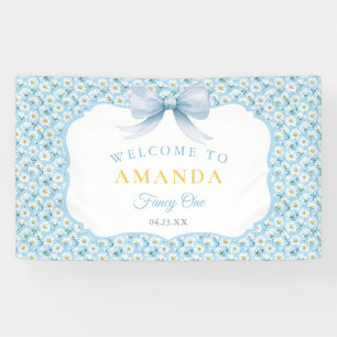 Blue Daisy Flower Fancy ONE Girl Birthday Banner