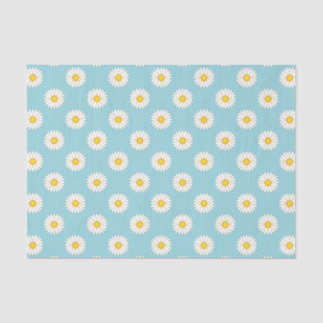 Blue Daisy Flower Pattern Tissue Paper (Front)