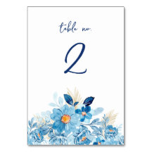 Blue Daisy Flowers Table Number Card