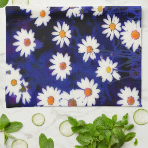 Blue Daisy Garden Art Kitchen Towel