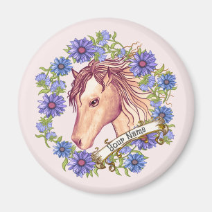 Blue Daisy Horse  Magnet
