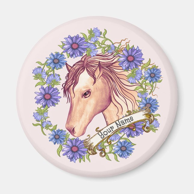 Blue Daisy Horse  Magnet (Front)
