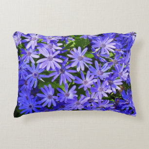 Blue Daisy-like Flowers Nature Photography Accent Pillow