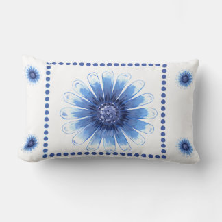 Blue Daisy Lumbar Pillow