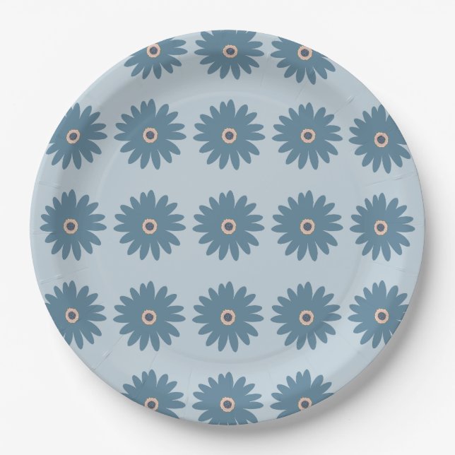 Blue Daisy Paper Plate (Front)