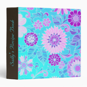 Blue Daisy Retro Print Custom Binder