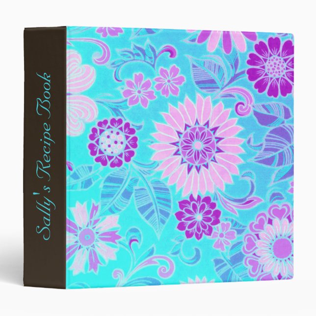 Blue Daisy Retro Print Custom Binder (Front/Spine)