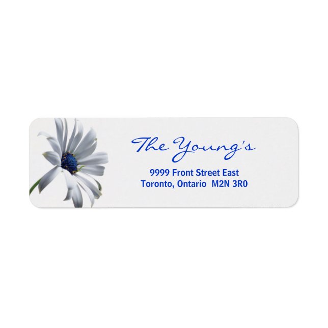 Blue Daisy Return Address Label - Customize (Front)