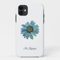 Blue Daisy White background with Change Name