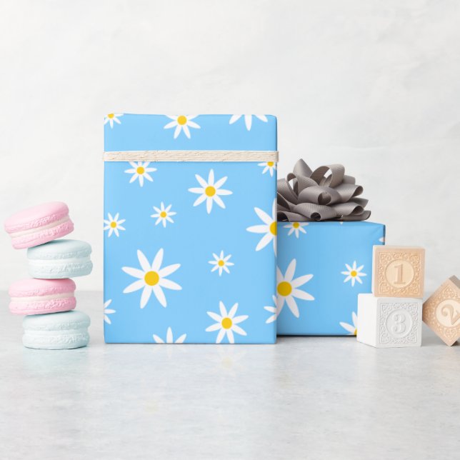 Blue Daisy Wrapping Paper (Baby Shower)