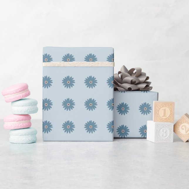 Blue Daisy Wrapping Paper (Baby Shower)