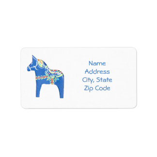 Blue Dala Horse Address Labels