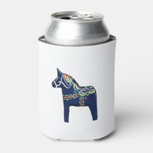 Blue Dala Horse Can Cooler