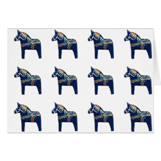 Blue Dala Horse Card , Blank Inside
