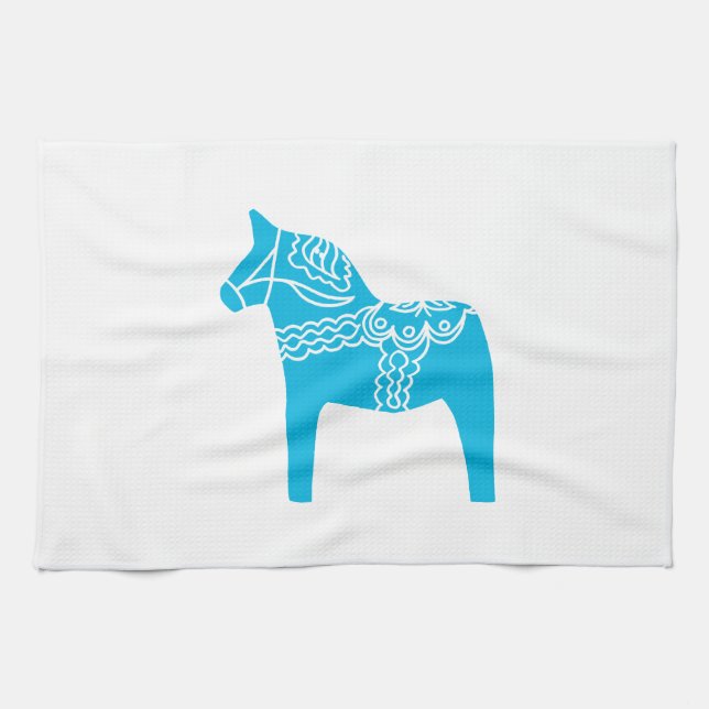 Blue Dala Horse Kitchen Towel (Horizontal)