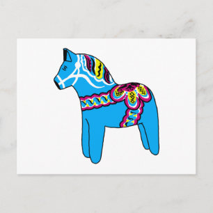 Blue Dala Horse Postcard