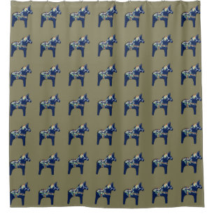 Blue Dala Horse Shower Curtain