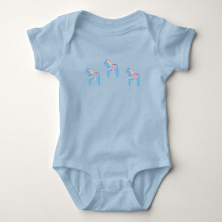 Blue Dala Horses Baby Bodysuit