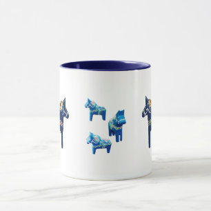 Blue Dala Horses Mug