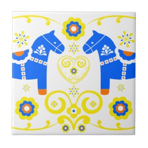 Blue Dala Horses Tile