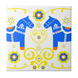 Blue Dala Horses Tile