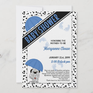 Blue Dalmatian Baby Shower Invitation