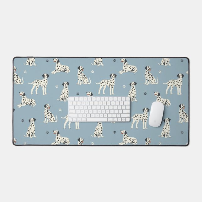 Blue Dalmatian dog pattern cute desk mat (Keyboard & Mouse)