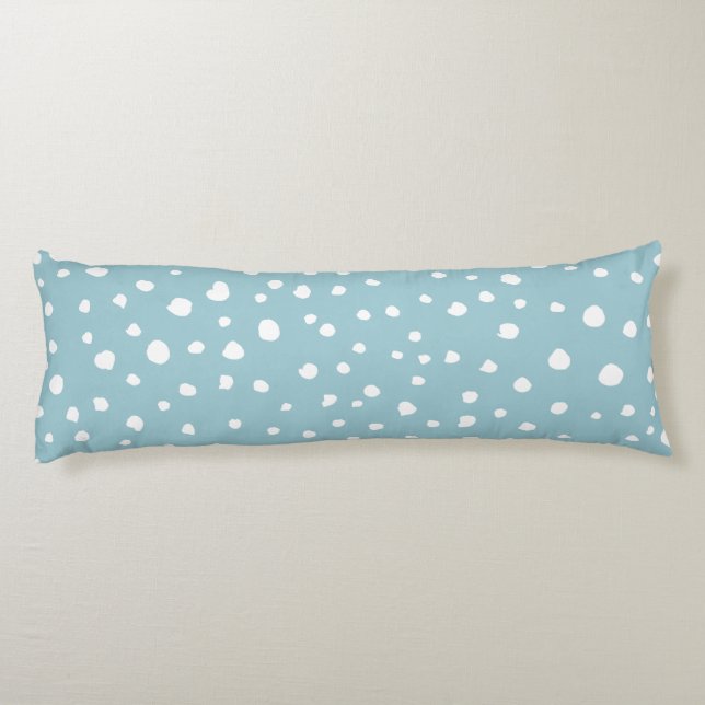 Blue Dalmatian Spots, Dalmatian Dots, Dotted Print Body Pillow (Back)