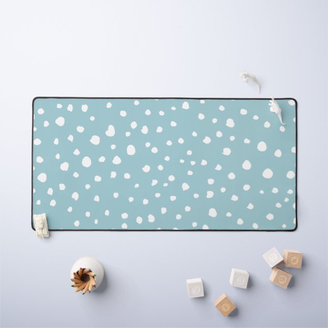 Blue Dalmatian Spots, Dalmatian Dots, Dotted Print Desk Mat (Kids Table)