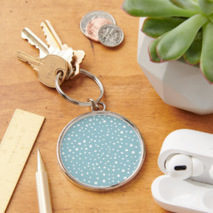 Blue Dalmatian Spots, Dalmatian Dots, Dotted Print Keychain