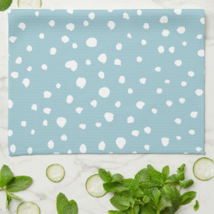 Blue Dalmatian Spots, Dalmatian Dots, Dotted Print Kitchen Towel