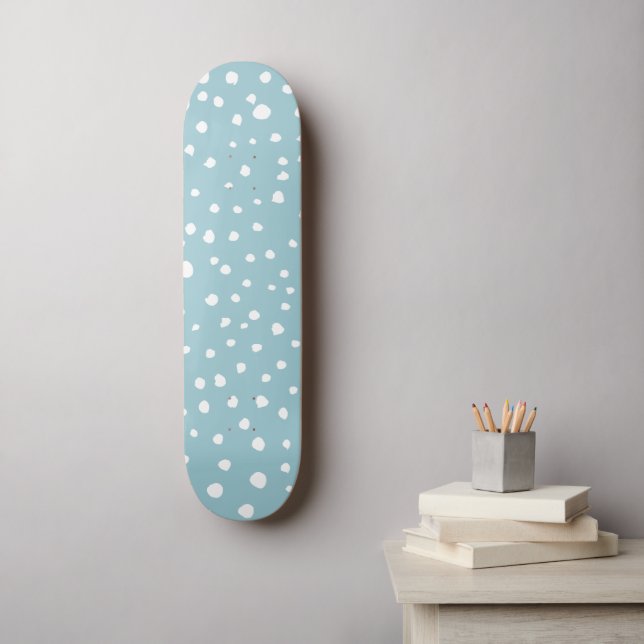 Blue Dalmatian Spots, Dalmatian Dots, Dotted Print Skateboard (Wall Art)