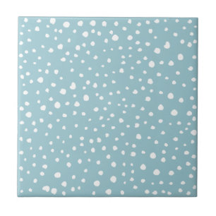 Blue Dalmatian Spots, Dalmatian Dots, Dotted Print Tile