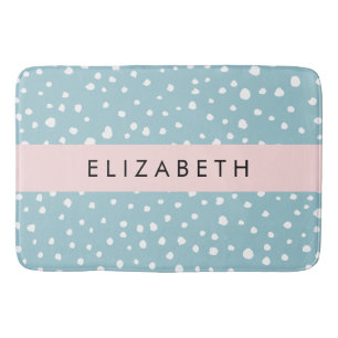 Blue Dalmatian Spots, Dalmatian Dots, Your Name Bath Mat
