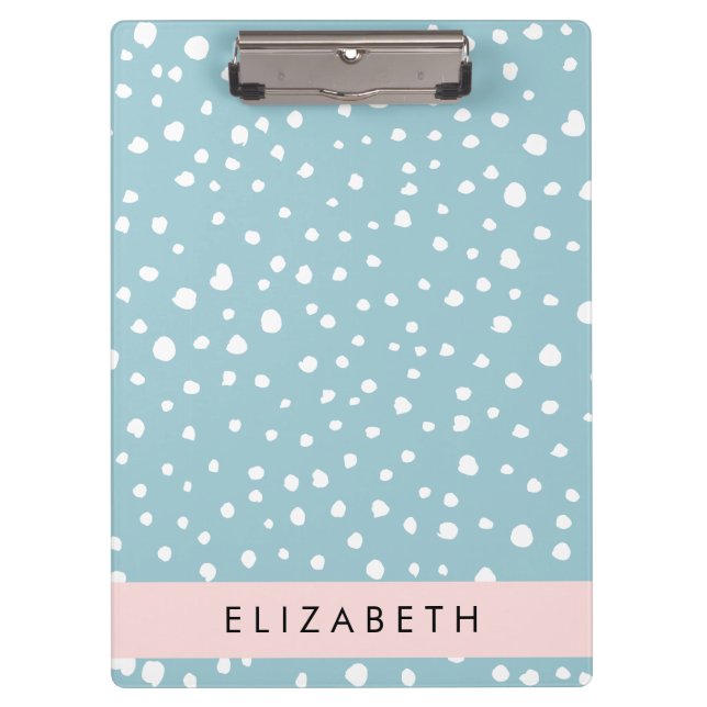 Blue Dalmatian Spots, Dalmatian Dots, Your Name Clipboard (Front)