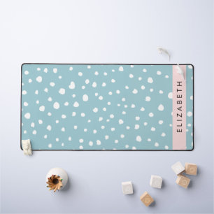 Blue Dalmatian Spots, Dalmatian Dots, Your Name Desk Mat