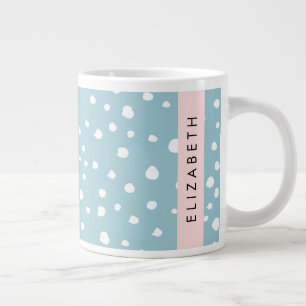 Blue Dalmatian Spots, Dalmatian Dots, Your Name Large Coffee Mug