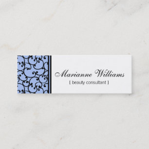 Blue Damask Beauty Micro Mini Business Cards