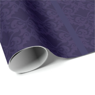 Blue Damask Bows Wrapping Paper